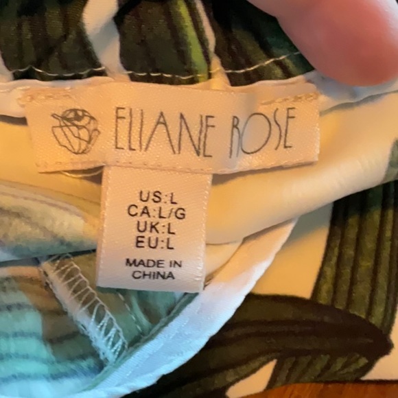 Elaine Rose Pants Palm Leaf Palazzo Loose Fit Wide Leg Green White Print size L - Picture 8 of 11